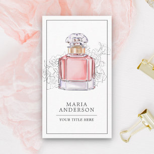Cartão de Visita de Frasco de Perfume Rosa Bege