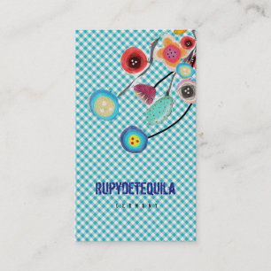 Cartão de visita de Gingham Azul