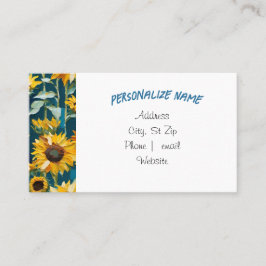 Cartão de visita de girassol, cartão de chamada.