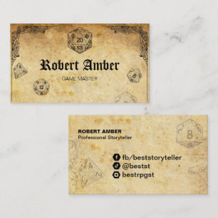 Cartão de visita de GM de Dice RPG personalizável