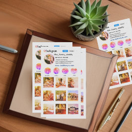 Cartão de visita de grelha de fotografias do Insta