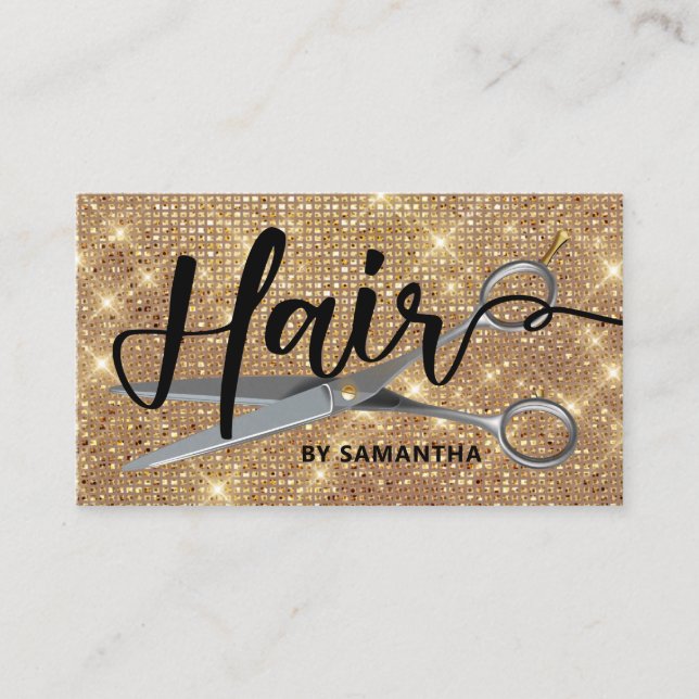 Cartão de visita de Hairstylist para Chic Dourado (Frente)