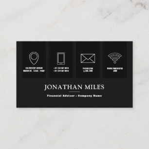 Cartão de visita de Ícone Profissional Preto e Bra