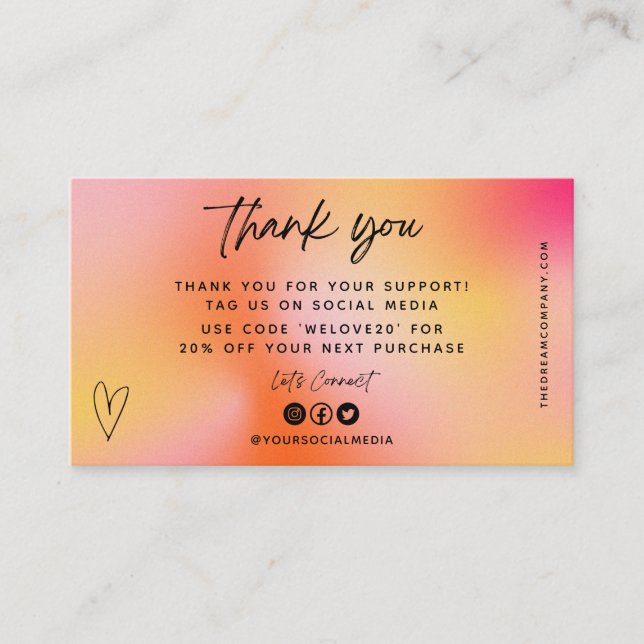 Cartão de visita de inserção de mídia laranja (Frente)