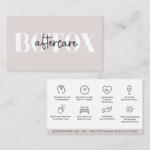 Cartão de visita de Instruções para Botox de At