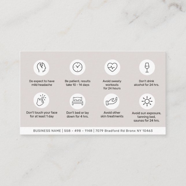 Cartão de visita de Instruções para Botox de Aterr (Verso)