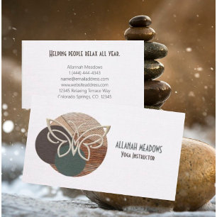 Cartão de Visita de Ioga de Bambu Borboleta Minima