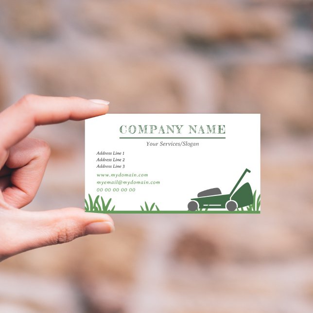 Cartão de visita de jardinagem e assistência técni (Lawn Care & Gardener Business Card)