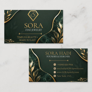 Cartão de Visita de Joias Luxuoso Esmeralda Verde