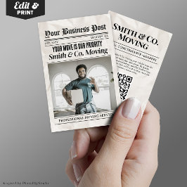 Cartão de visita de jornal, serviços de embalagem