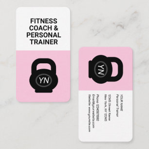 Cartão de visita de kettlebell rosa para personal 