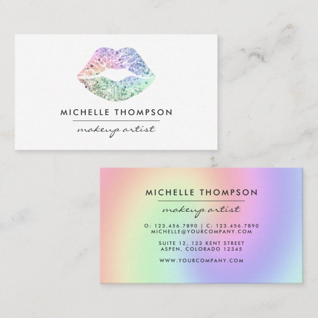 Cartão de visita de Lábios de  de Glitter de Faux (Frente/Verso)