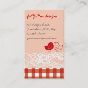 Cartão de visita de Lace de Pássaros Vermelhos e