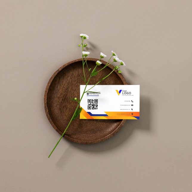 Cartão de visita de Laranja Simples Elegante (Criador carregado)