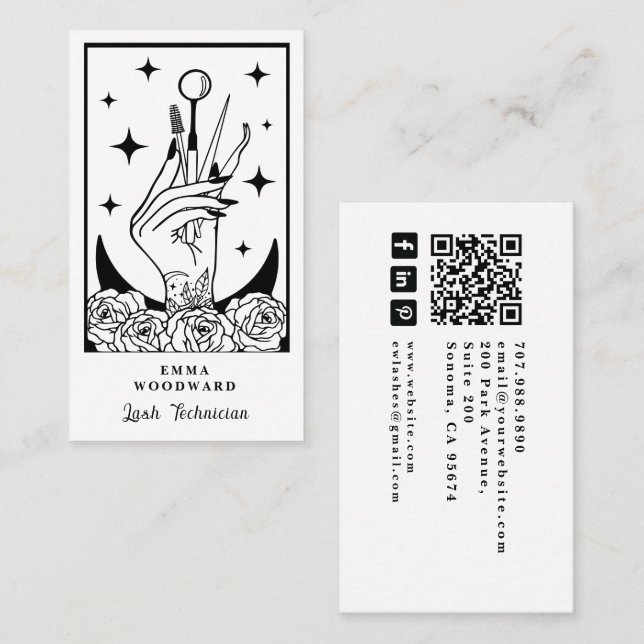 Cartão de Visita de Lash Tech Tarot (Frente/Verso)
