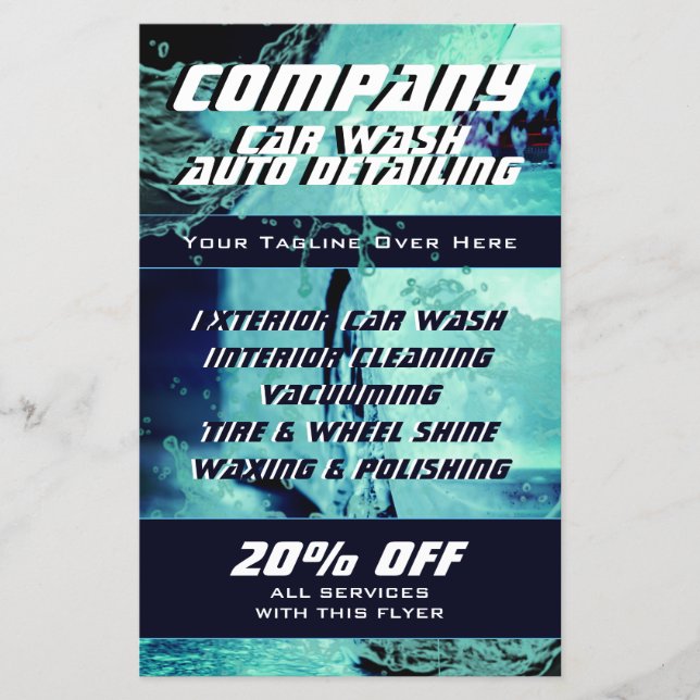 Cartão de visita de lavagem de automóveis inspirad (Frente)