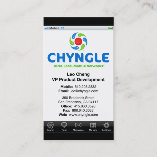 Cartão de visita de Leo (Frente)