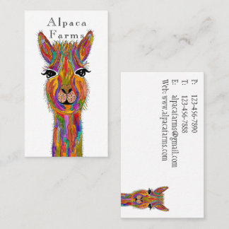 Cartão de Visita de Lhama/Alpaca Fofo e Colorido