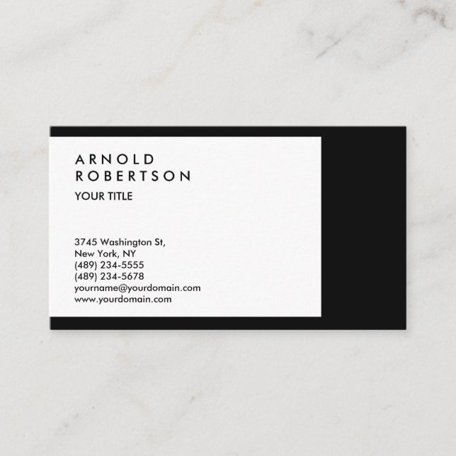 Cartão de visita de limite branco preto (Frente)