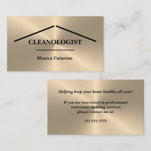Cartão de visita de Limpeza Dourada mínima do Pro