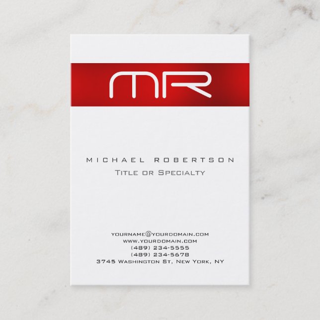 Cartão de visita de Limpeza Vermelha do Monograma  (Frente)