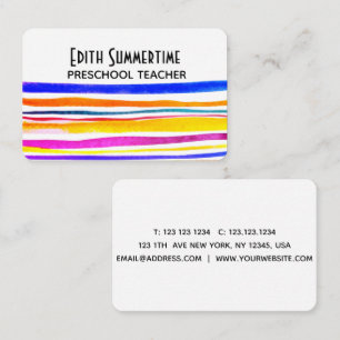 cartão de visita de listras coloridas