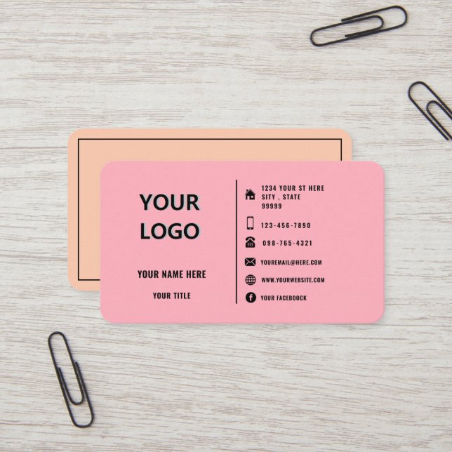 Cartão de visita de logotipo da empresa personaliz (Frente/Verso In Situ)