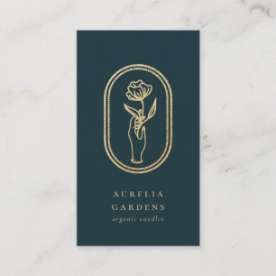 Cartão de visita de Logotipo Floral do Ouro Boêm