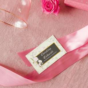Cartão de visita de Logotipo Floral Verde Rosa Bra