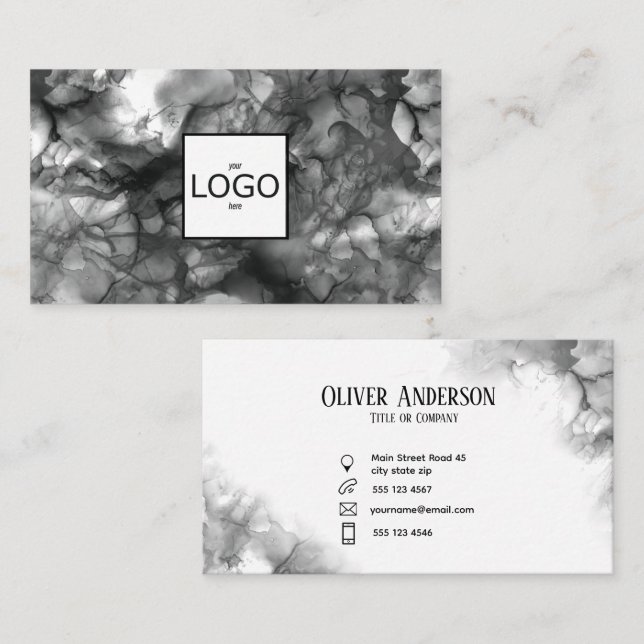 Cartão de visita de logotipo preto (Frente/Verso)