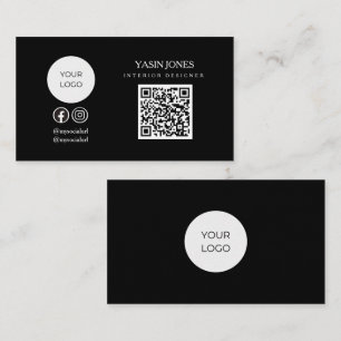 Cartão de visita de logotipo social com código QR 