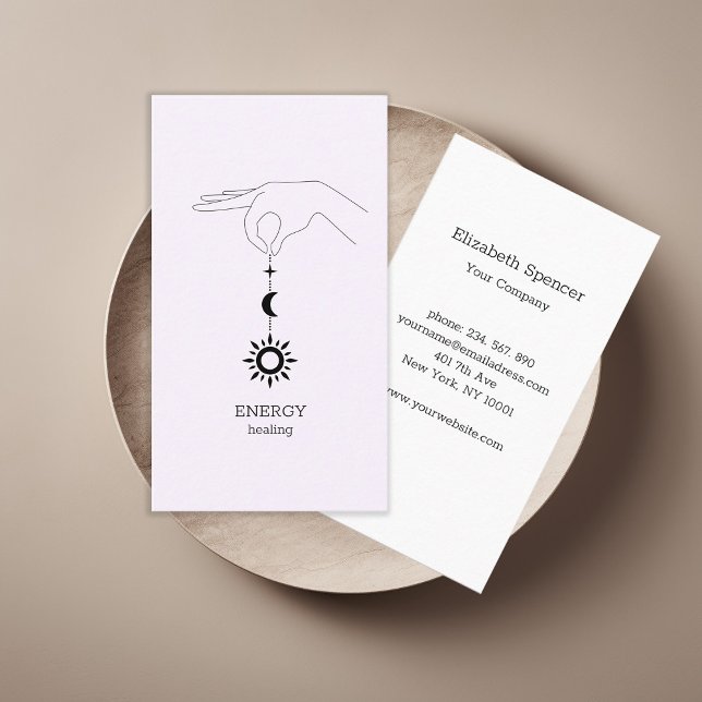 Cartão de visita de Lua Sun (Sun Moon Illustration Business Card. Modern Whimsical. Perfect for Energy Healer & more.)