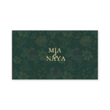 Cartão de Visita de Luxo Floral em Dourado Verde E