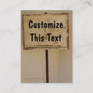 Cartão de visita de madeira do vertical do sinal