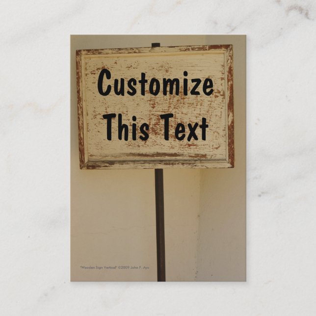 Cartão de visita de madeira do vertical do sinal (Frente)