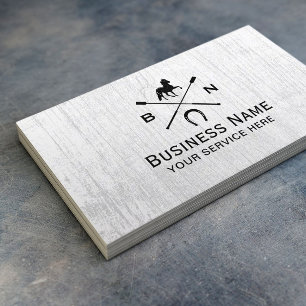 Cartão De Visita De madeira rústico equestre da equitação eqüin