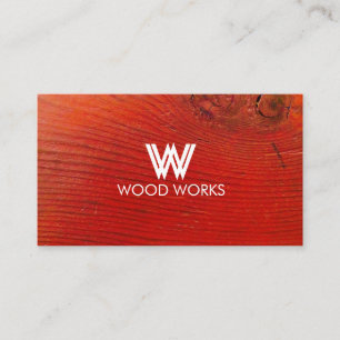 Cartão de visita de madeira vermelho