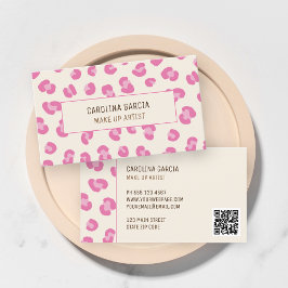 Cartão de Visita de Maquiadora com Rosa Moderno