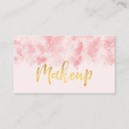 Cartão de visita de maquiagem rosa e Dourada