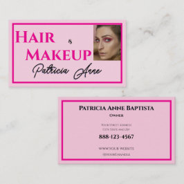 Cartão de Visita de Maquiagem Script Preto Rosa Be