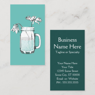 cartão de visita de margaridas de jarro