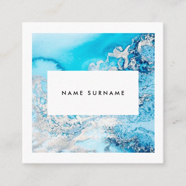 Cartão de visita de mármore do quadrado da (Frente)