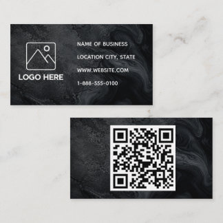 Cartão de Visita de Mármore Preto com Código QR