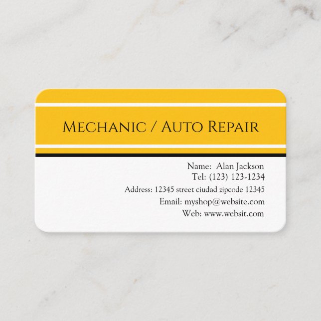 Cartão de visita de mecânico / reparo automotivo e (Frente)
