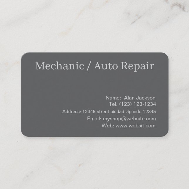 Cartão de visita de mecânico / reparo de automóvei (Frente)