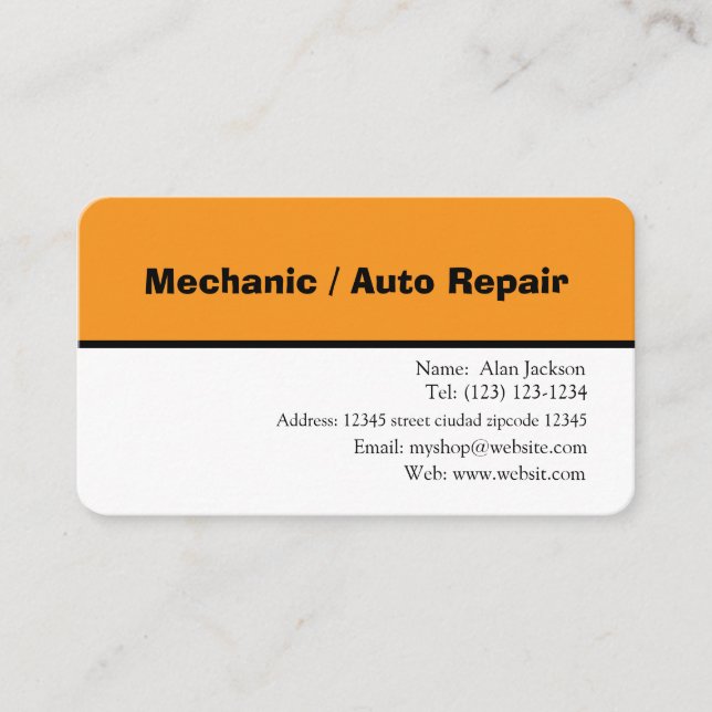 Cartão de visita de mecânico / reparo de automóvei (Frente)