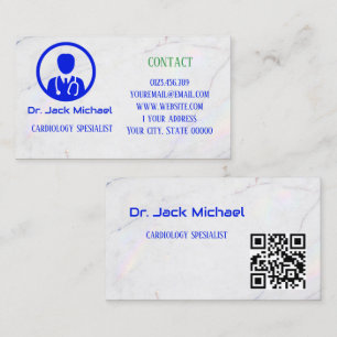 Cartão de Visita de Médico com Estetoscópio Azul P
