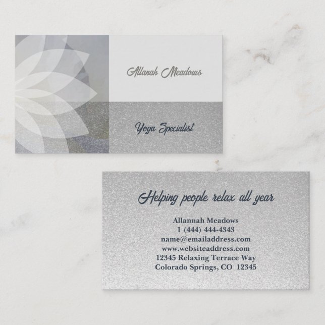 Cartão de visita de Meditação de Lótus Brancos (Frente/Verso)