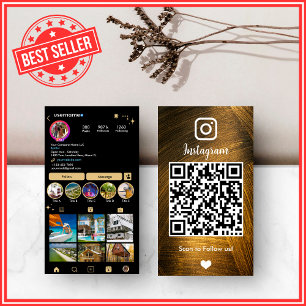 Cartão de Visita de Metal Luxo com Código QR Insta