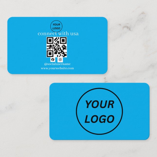 Cartão de Visita de Mídia Social com Código QR de  (Frente/Verso)